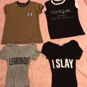 2 graphic shirts 2 bodysuits